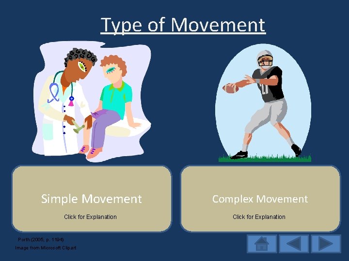 Type of Movement “Require a burst of energy from an agonist muscle group; the