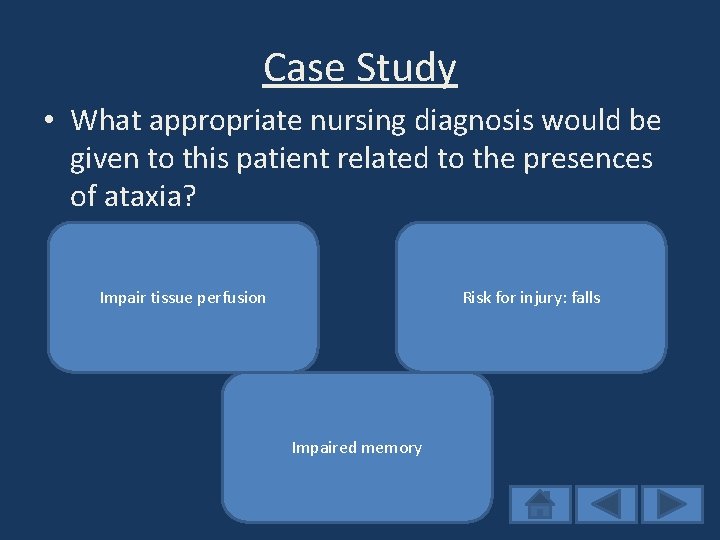 Case Study • What appropriate nursing diagnosis would be given to this patient related