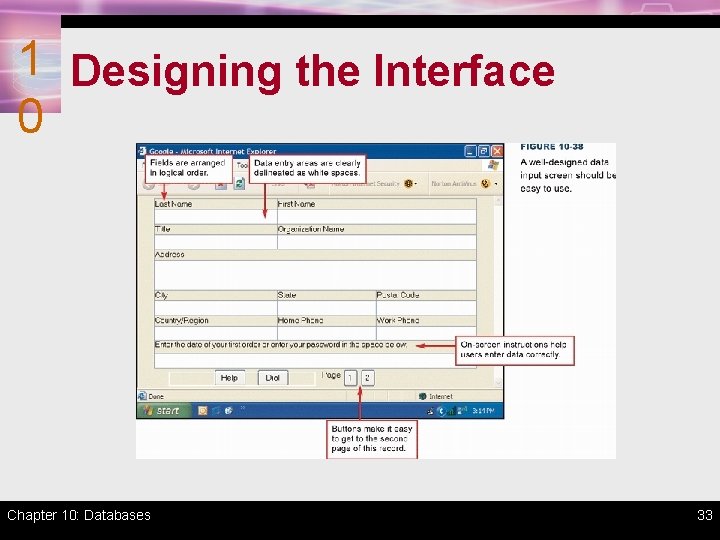 1 Designing the Interface 0 Chapter 10: Databases 33 