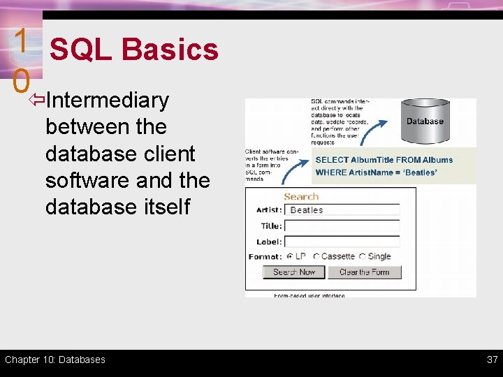 1 SQL Basics 0ïIntermediary between the database client software and the database itself Chapter