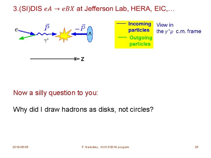  Now a silly question to you: Why did I draw hadrons as disks,