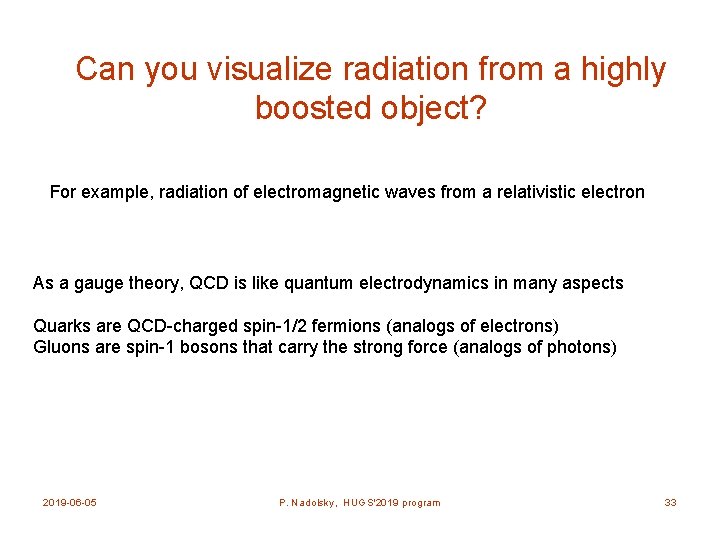 Can you visualize radiation from a highly boosted object? For example, radiation of electromagnetic