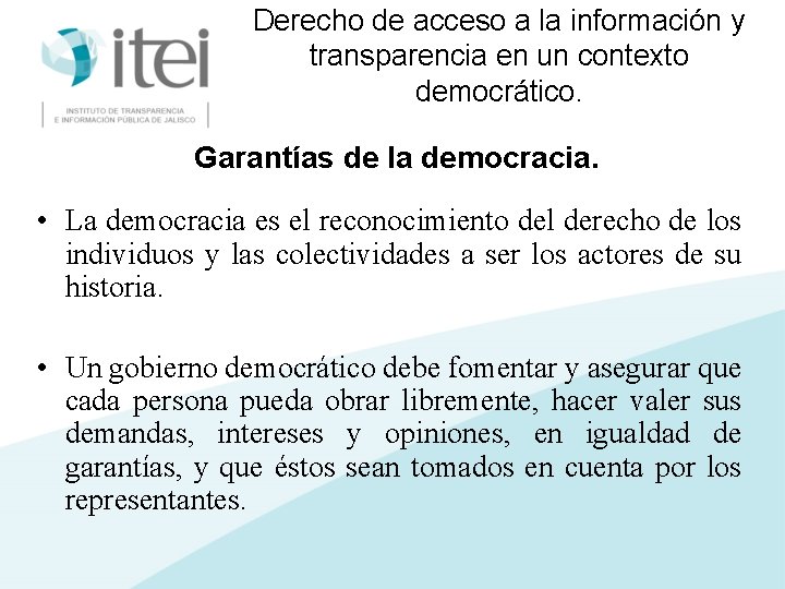 Derecho de acceso a la información y transparencia en un contexto democrático. Garantías de