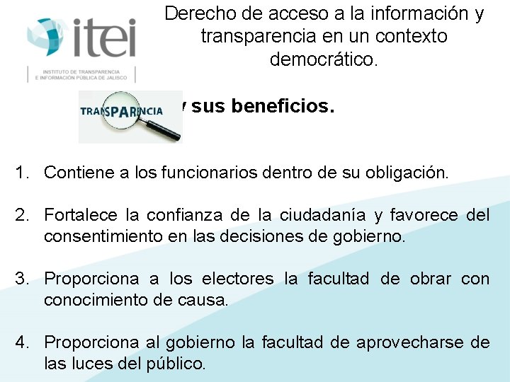 Derecho de acceso a la información y transparencia en un contexto democrático. y sus