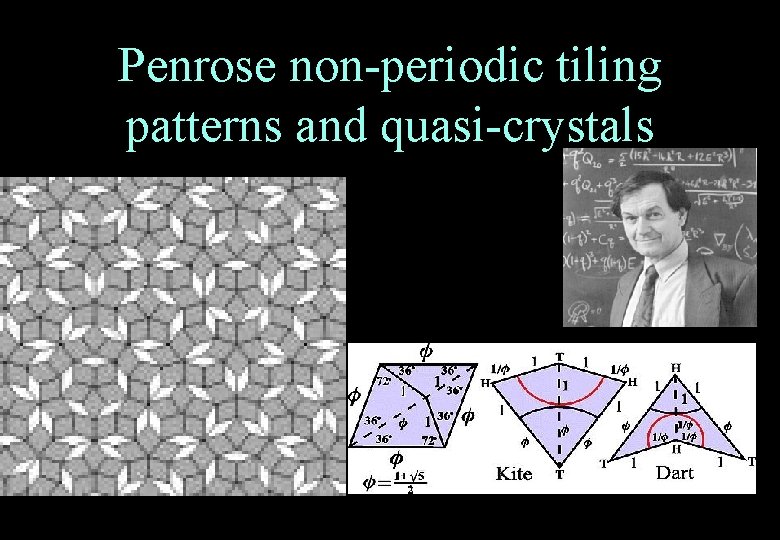 Penrose non-periodic tiling patterns and quasi-crystals 