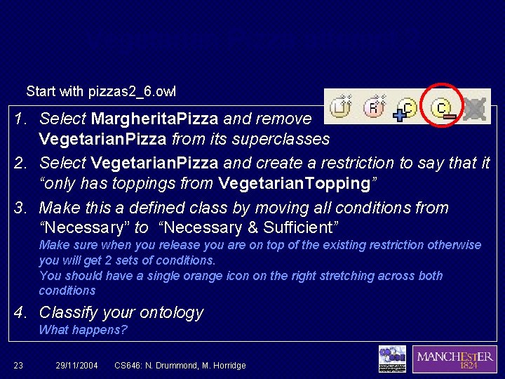 Vegetarian Pizza attempt 2 Start with pizzas 2_6. owl 1. Select Margherita. Pizza and