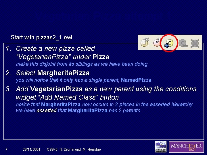Vegetarian Pizza attempt 1 Start with pizzas 2_1. owl 1. Create a new pizza