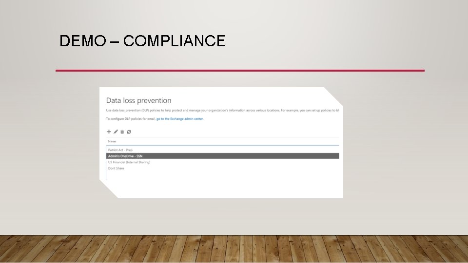 DEMO – COMPLIANCE 