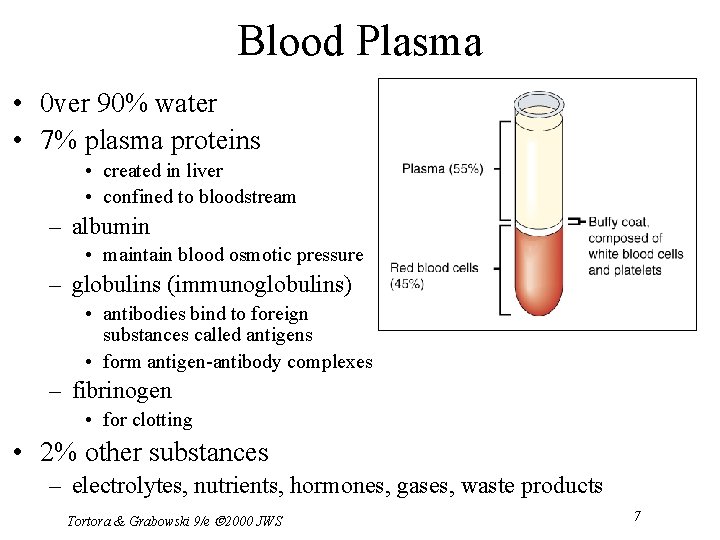 Blood Plasma • 0 ver 90% water • 7% plasma proteins • created in
