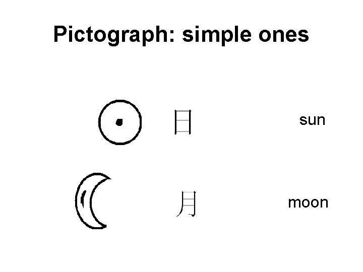 Pictograph: simple ones sun moon Pictograph: simple ones sun moon
