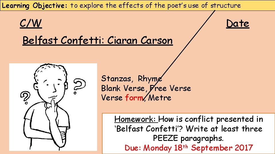 Learning Objective: to explore the effects of the poet’s use of structure C/W Date