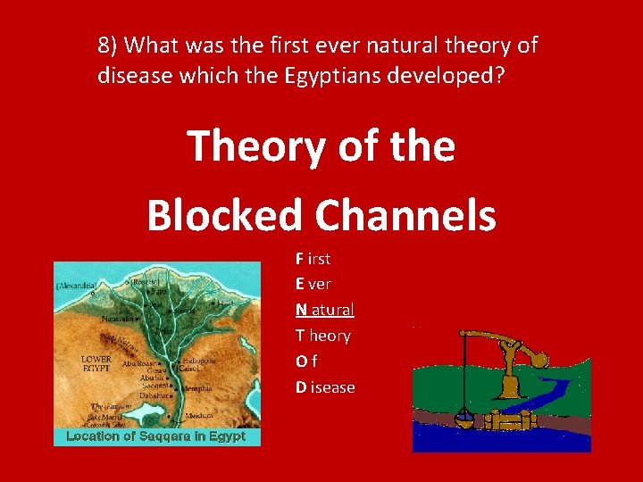 8) What was the first ever natural theory of disease which the Egyptians developed?