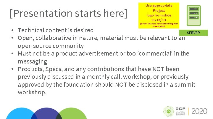 [Presentation starts here] Use appropriate Project logo from slide 11/12/13: (remove this note before