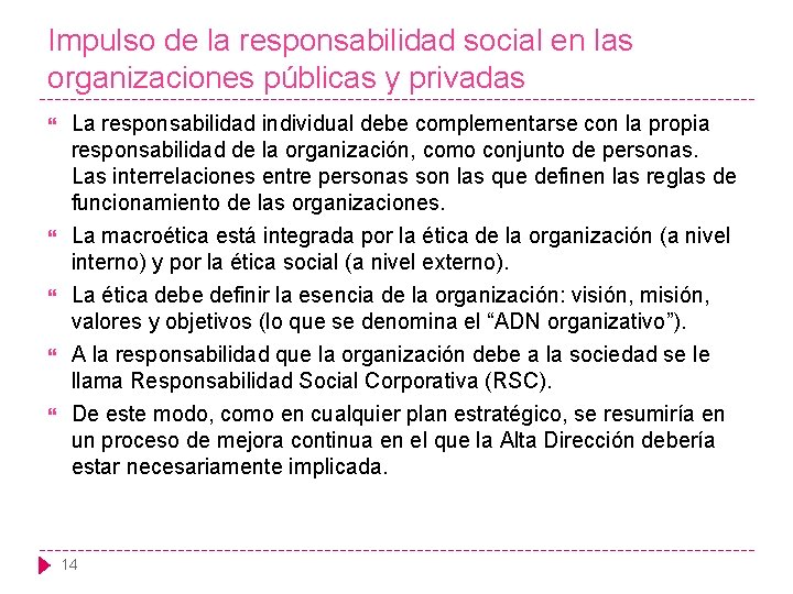 Impulso de la responsabilidad social en las organizaciones públicas y privadas La responsabilidad individual