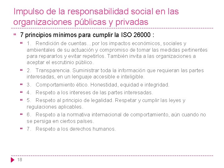 Impulso de la responsabilidad social en las organizaciones públicas y privadas 7 principios mínimos