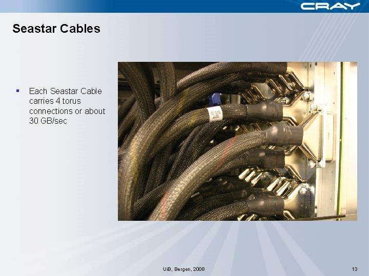 Seastar Cables § Each Seastar Cable carries 4 torus connections or about 30 GB/sec