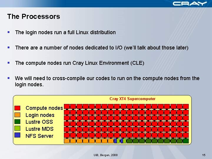 The Processors § The login nodes run a full Linux distribution § There a