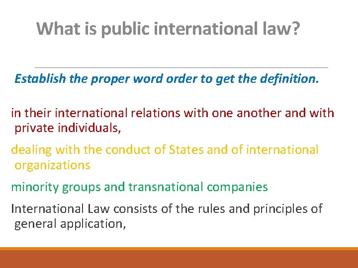 Unit 21 PUBLIC INTERNATIONAL LAW What is public