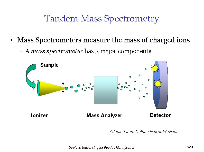 Tandem Mass Spectrometry • Mass Spectrometers measure the mass of charged ions. – A