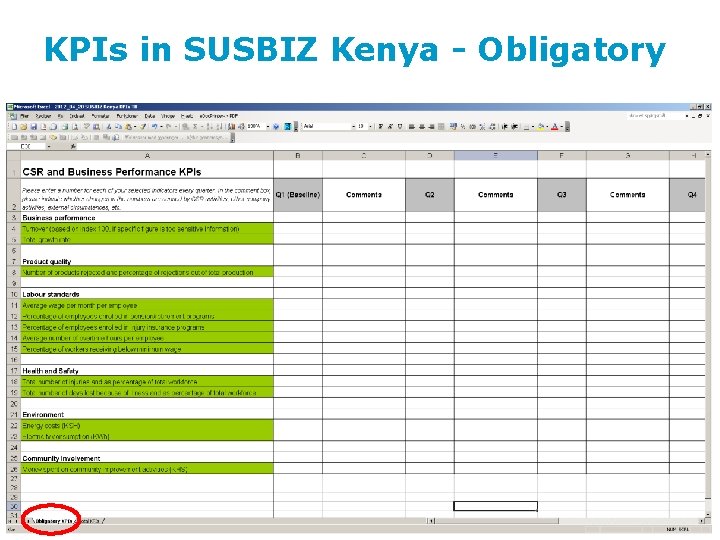 KPIs in SUSBIZ Kenya - Obligatory 