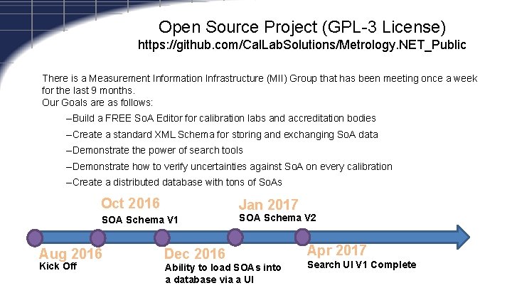 Open Source Project (GPL-3 License) https: //github. com/Cal. Lab. Solutions/Metrology. NET_Public There is a