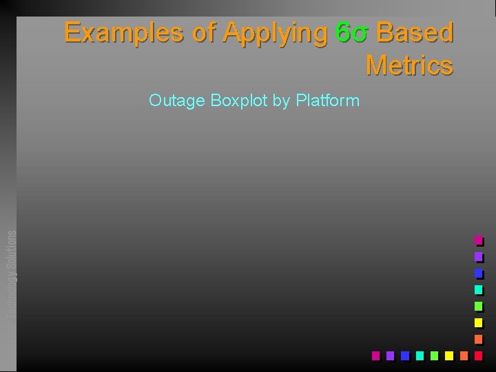 Examples of Applying 6σ Based Metrics Pathfinder Technology Solutions Outage Boxplot by Platform 