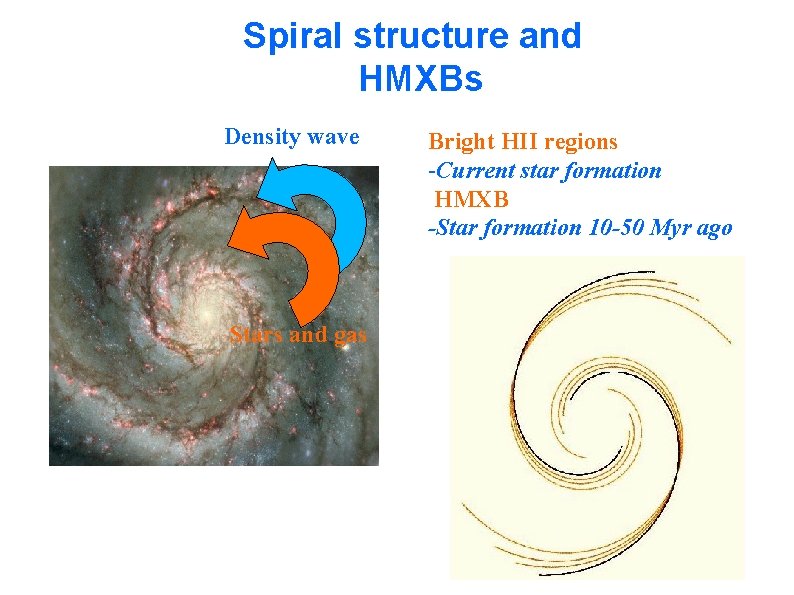 Spiral structure and HMXBs М 51 HST image Density wave Stars and gas Bright