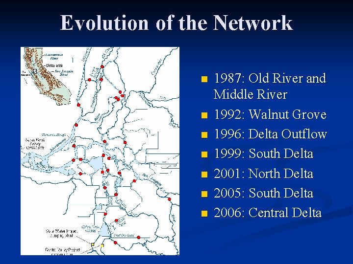 Evolution of the Network n n n n 1987: Old River and Middle River