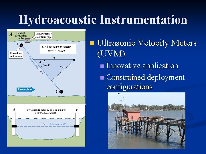 Hydroacoustic Instrumentation n Ultrasonic Velocity Meters (UVM) Innovative application n Constrained deployment configurations n