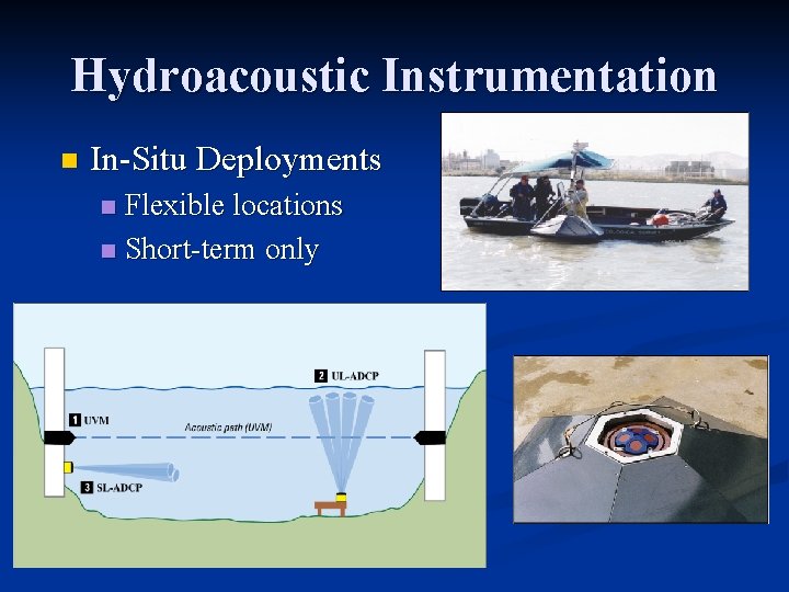 Hydroacoustic Instrumentation n In-Situ Deployments Flexible locations n Short-term only n 