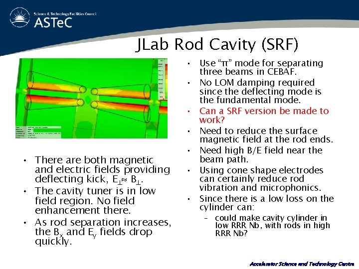 JLab Rod Cavity (SRF) • There are both magnetic and electric fields providing deflecting