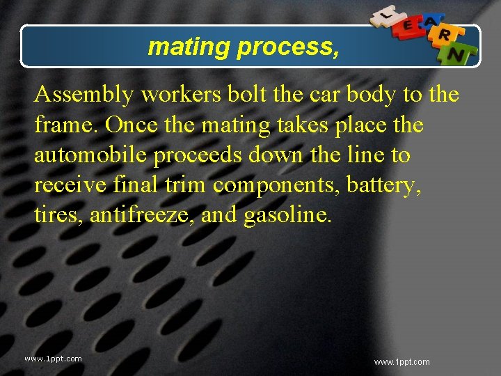 mating process, Assembly workers bolt the car body to the frame. Once the mating