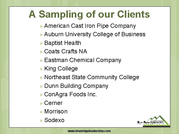 A Sampling of our Clients » » » American Cast Iron Pipe Company Auburn