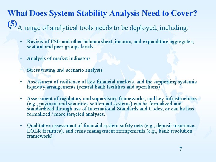 What Does System Stability Analysis Need to Cover? (5) A range of analytical tools