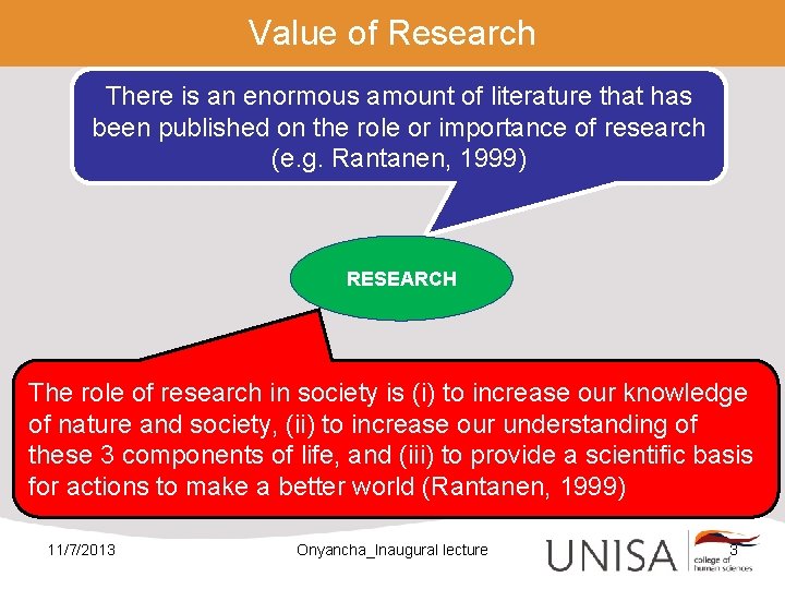 Value of Research There is an enormous amount of literature that has been published