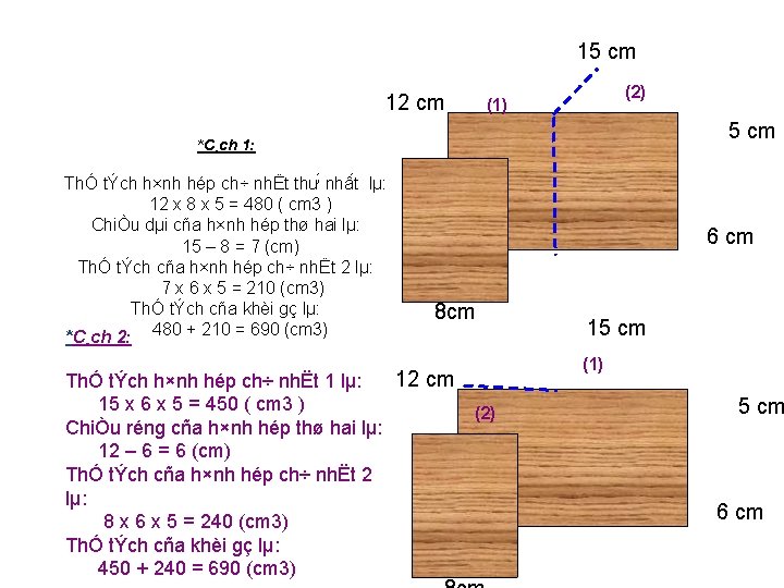 15 cm 12 cm (2) (1) 5 cm *C¸ch 1: ThÓ tÝch h×nh hép