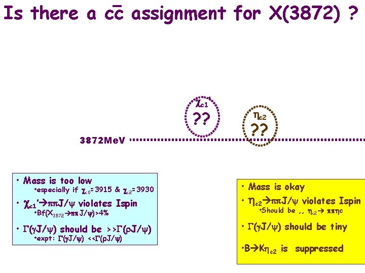 Is there a cc assignment for X(3872) ? cc 1’ ? ? hc 2