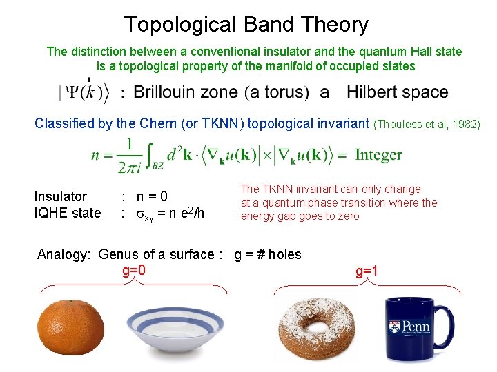 Topological Band Theory The distinction between a conventional insulator and the quantum Hall state