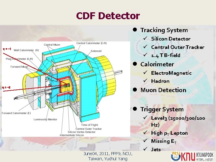 CDF Detector l Tracking System ü Silicon Detector ü Central Outer Tracker ü 1.