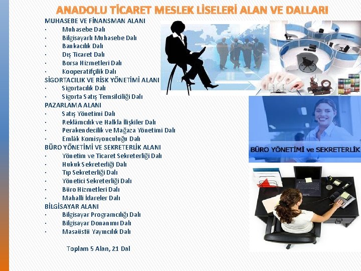 ANADOLU TİCARET MESLEK LİSELERİ ALAN VE DALLARI MUHASEBE VE FİNANSMAN ALANI · Muhasebe Dalı