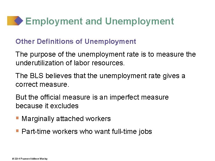 Employment and Unemployment Other Definitions of Unemployment The purpose of the unemployment rate is