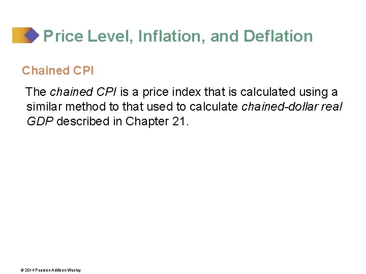 Price Level, Inflation, and Deflation Chained CPI The chained CPI is a price index