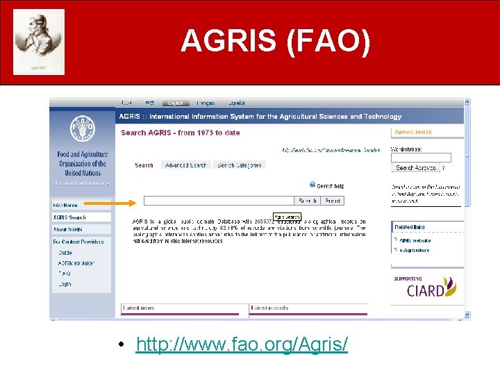 AGRIS (FAO) • http: //www. fao. org/Agris/ 