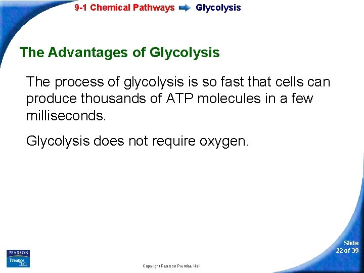 9 -1 Chemical Pathways Glycolysis The Advantages of Glycolysis The process of glycolysis is
