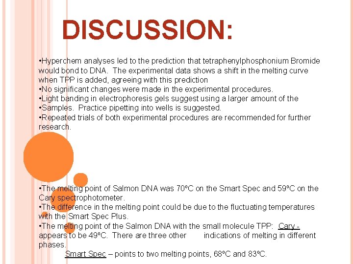 DISCUSSION: • Hyperchem analyses led to the prediction that tetraphenylphosphonium Bromide would bond to