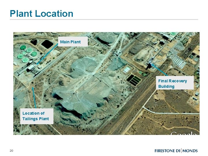 Plant Location Main Plant Final Recovery Building Location of Tailings Plant 20 