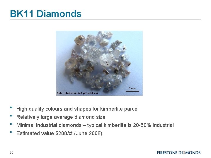 BK 11 Diamonds 5 mm Note - diamonds not yet acidised } High quality