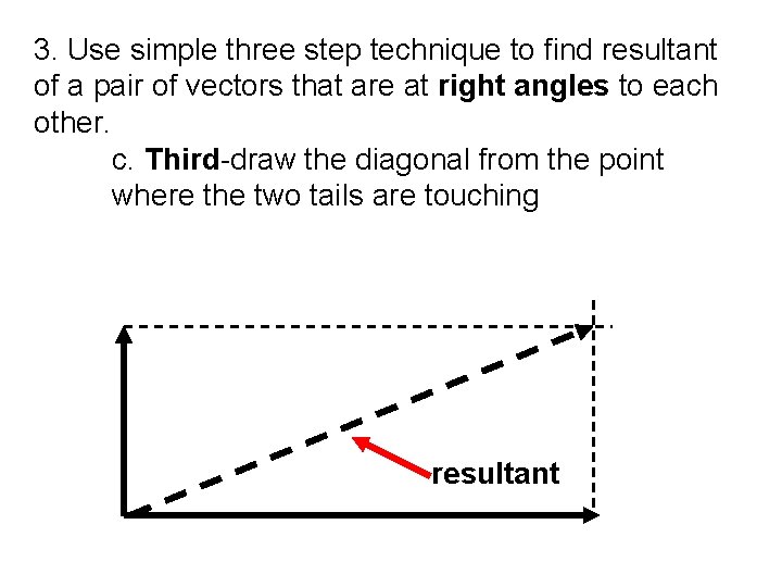 3. Use simple three step technique to find resultant of a pair of vectors 3. Use simple three step technique to find resultant of a pair of vectors