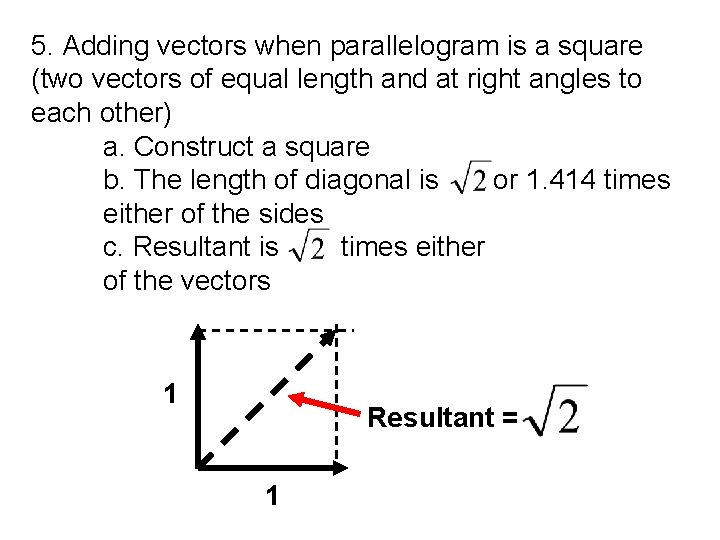 5. Adding vectors when parallelogram is a square (two vectors of equal length and 5. Adding vectors when parallelogram is a square (two vectors of equal length and