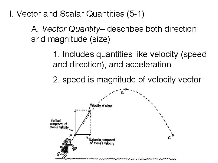 I. Vector and Scalar Quantities (5 -1) A. Vector Quantity– describes both direction and I. Vector and Scalar Quantities (5 -1) A. Vector Quantity– describes both direction and